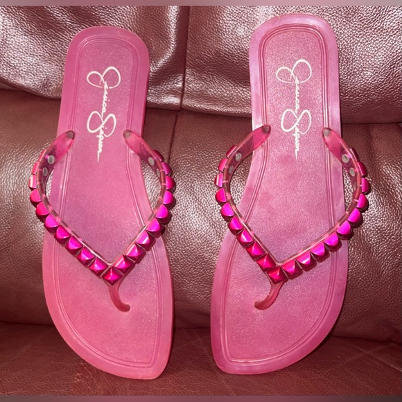 Jessica Simpson Hot Pink Jelly Thong Flip Flop Sandals - Picture 3 of 5